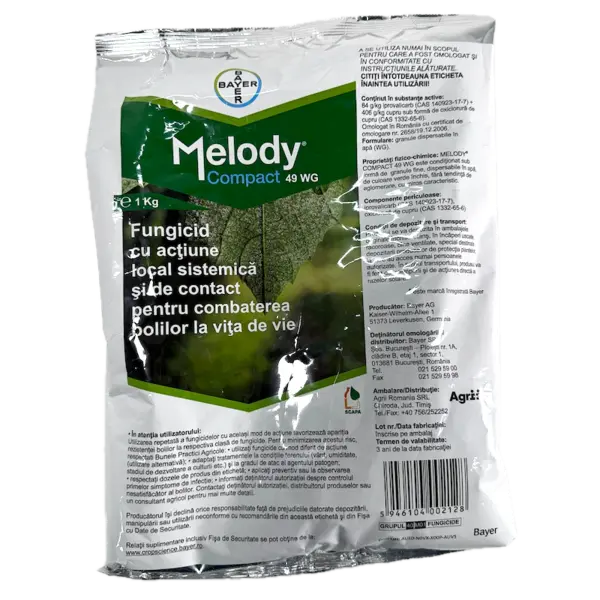 Melody Compact 49WG 1 kg fungicid sistemic si de contact, Bayer, mana (vita de vie) - Default Title