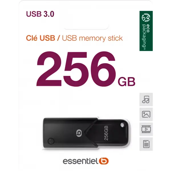 Memorie Externa USB-A 3.2 Essentiel-B B120, 256Gb EKMMD256123EB