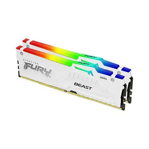 Memorii Kingston FURY Beast White RGB 32GB(2x16GB) DDR5, 5600MT/s, CL40