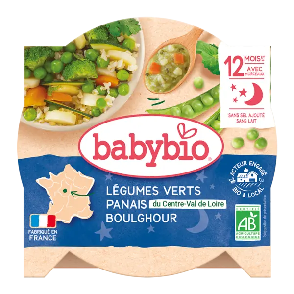 Meniu legume verzi, pastarnac si bulgur Bio, 230g, BabyBio