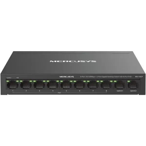 MERCUSYS Switch MERCUSYS MS110CP, 10 porturi RJ45, 8 porturi PoE+, Plug-and-Play