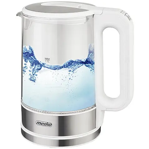 Mesko Fierbator de apa Electric Mesko MS 1301w, 1850 W, 1.7 L, Alb-Transparent
