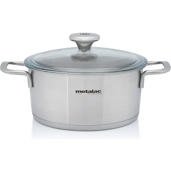 Metalac Cratita 2.6l cu capac din sticla Santino Metalac inox/20cm/2.6l