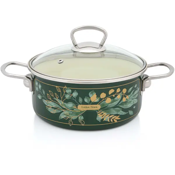 Metalac Cratita 2.75l cu capac sticla Golden Times Metalac email/20cm/2.75l
