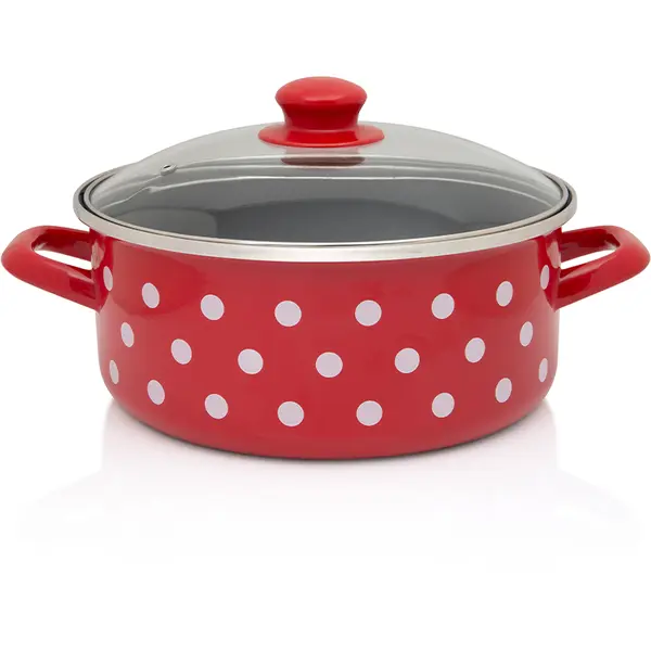 Metalac Cratita 4.75l cu capac din sticla Tufne Metalac email/24cm/4.75l