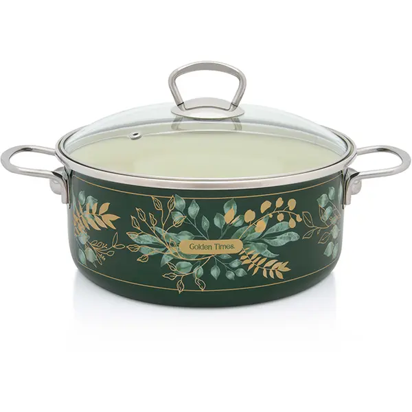 Metalac Cratita 4.75l cu capac sticla Golden Times Metalac email/24cm/4.75l