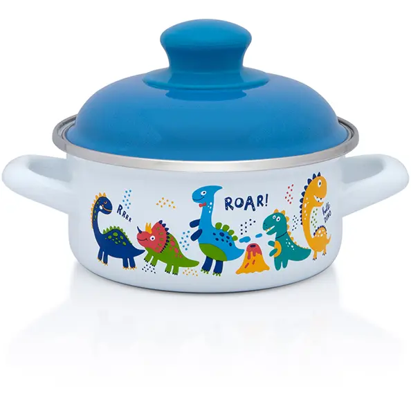 Metalac Cratita1l cu capac Dino Metalac email/14cm/1l