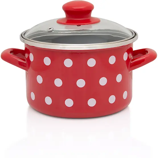 Metalac Oala 1.5l cu capac din sticla Tufne Metalac email/14cm/1.5l