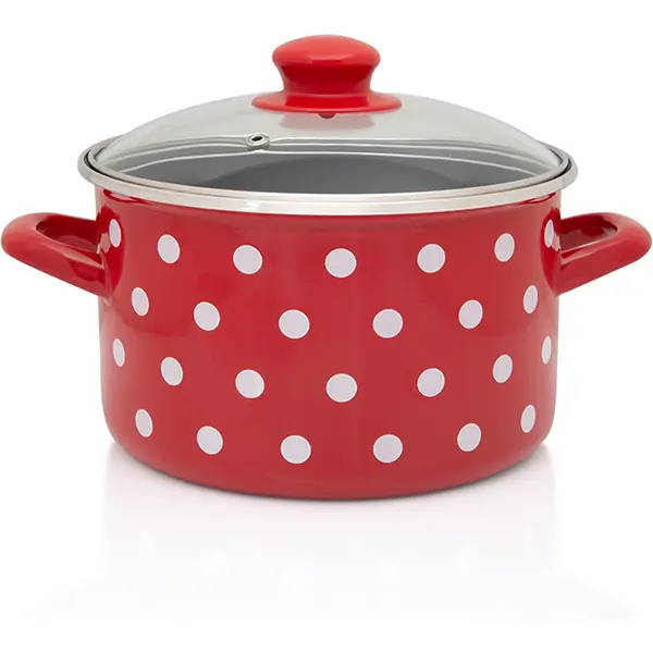 Metalac Oala 3l cu capac din sticla Tufne Metalac email/18cm/3l