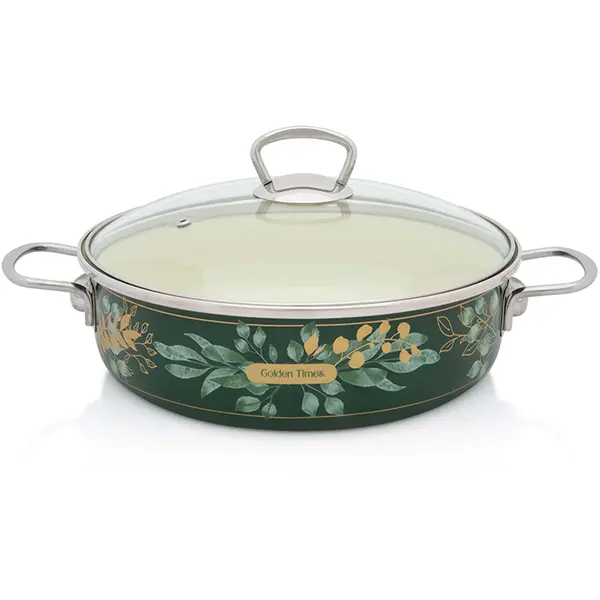 Metalac Oala 4l cu capac Golden Times Metalac email/26cm/4l