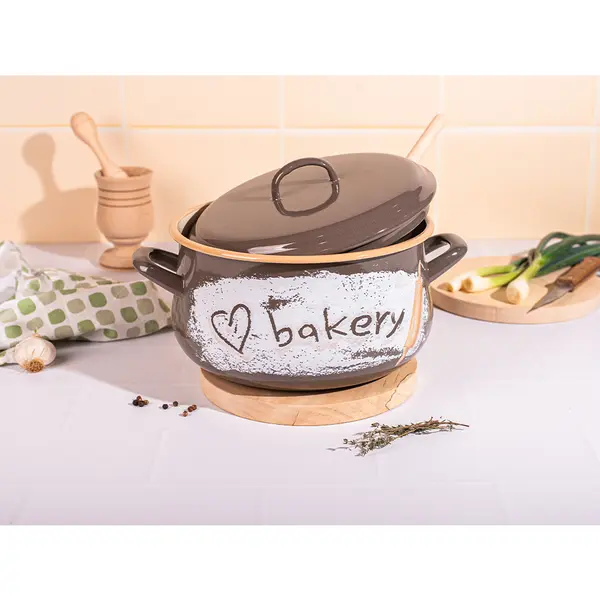 Metalac Oala 5.3l cu capac Bakery Metalac email/22cm/5.3l