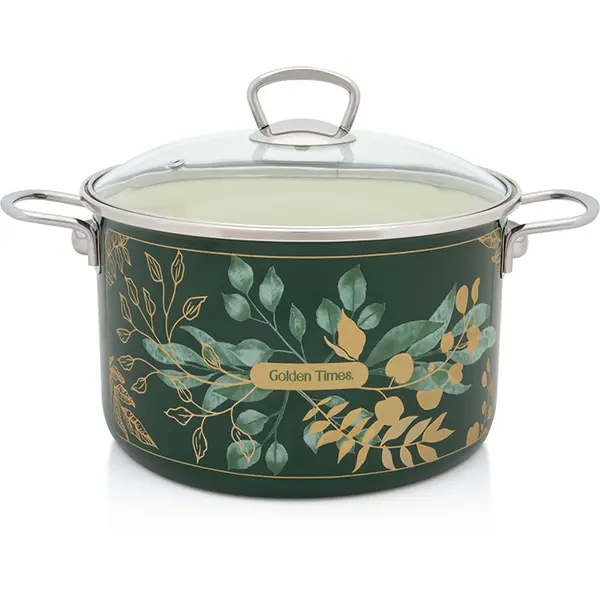 Metalac Oala 6.75l capac din sticla Golden Times Metalac email/24cm/6.75l