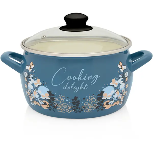 Metalac Oala 7.5l cu capac sticla Cooking Delight Metalac email/24cm/7.5l