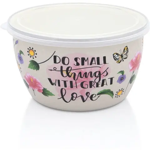 Metalac Recipient cu capac Spring Metalac, email, 16cm, 1.7l, Crem cu motiv floral