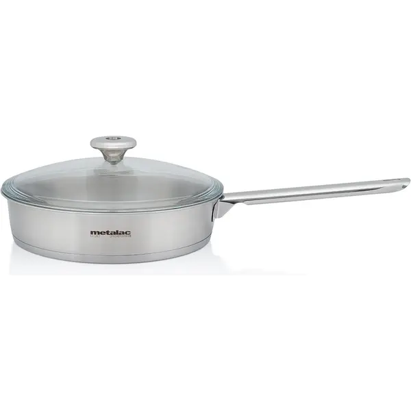 Metalac Tigaie 2.4l cu capac din sticla Santino Metalac inox/24cm/2.4l