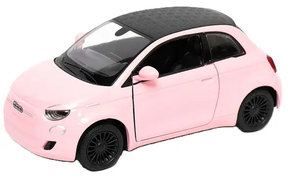 Metallic trolley Kinsmart - Fiat 500e, 1:28, roz