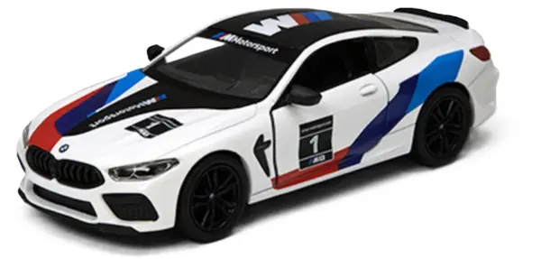 Metallică Kinsmart Livery Edition - BMW M8 Competition Coupe, 1:38, albă