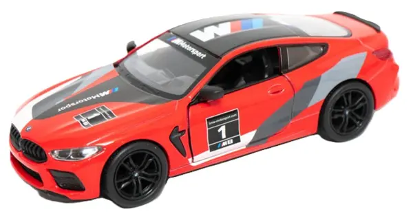 Metallică Kinsmart Livery Edition - BMW M8 Competition Coupe, 1:38, roșie
