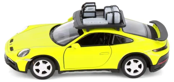 Metallică Kinsmart - Porsche 911 GT2 RS, cu portbagaj, 1:36, galbenă