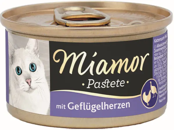 MIAMOR Pate pentru pisici, cu inimi de Pui 85g