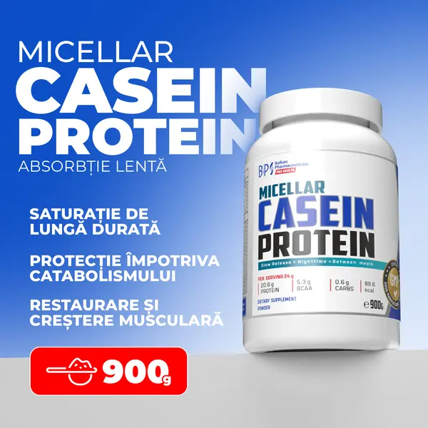 Micellar Casein Protein – aromă de ciocolată | Proteină cu absorbție lentă, 900g