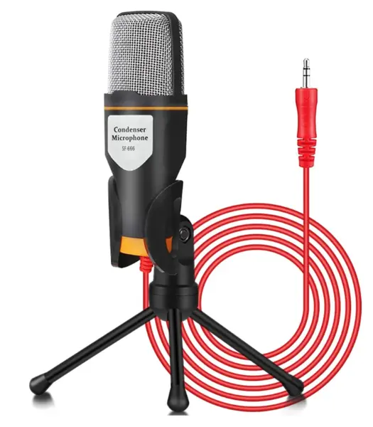 Microfon Profesional SF666 pentru Inregistrare Vocala Si Karaoke Negru