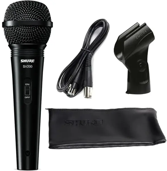 Microfon Shure - SV200A, cablu + clema + husa, negru