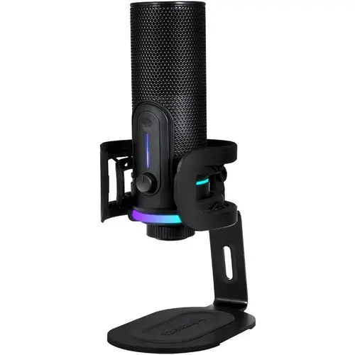 Microfon streamplify MIC PRO RGB, 3.5mm jack, USB-C, Stereo, Negru