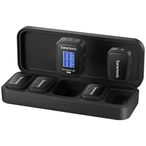 Microfon wireless Saramonic Blink500 ProX B8, 1x Receiver, 4x Microfon, Autonomie microfon 11 ore, Raza de actiune 280m, Negru