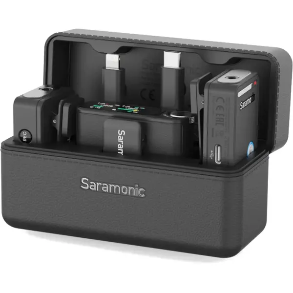 Microfon wireless Saramonic Ultra 01, 1x Receiver, 2x Microfon, Autonomie microfon 6 ore, Raza de actiune 250-300m, Noise canceling, Negru