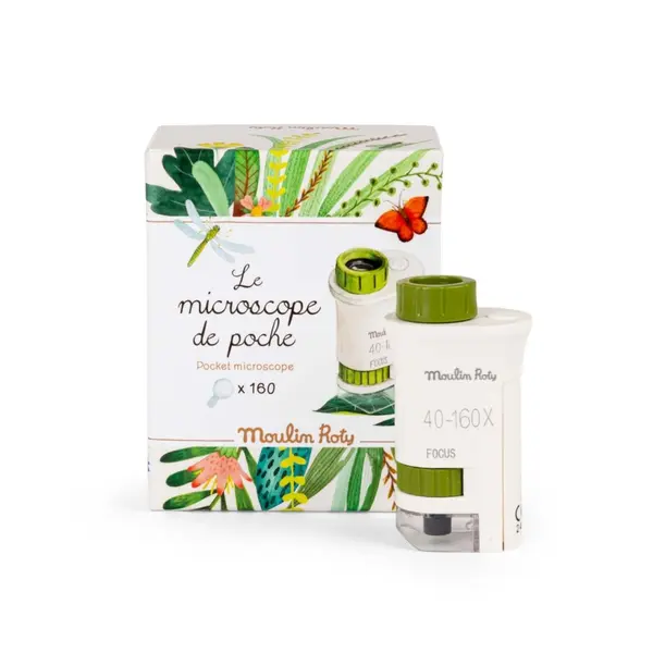 Microscop de buzunar cu LED, marire 40-160X, +7 ani, Moulin Roty
