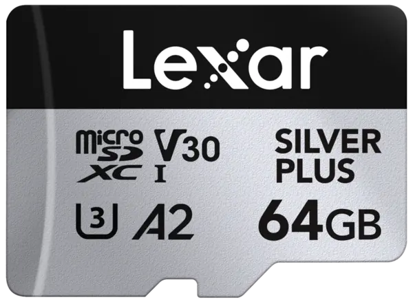 microSDXC Professional SILVER Plus UHS-I/U3/A2/4K R205/W100 (V30) 64GB, Card memorie