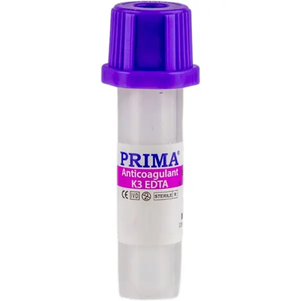 Microtainer Hematologie 0.5 ml, Capac Violet, EDTA K3, Tub pentru Colectare Sange Capilar, PRIMA, 50 bucati