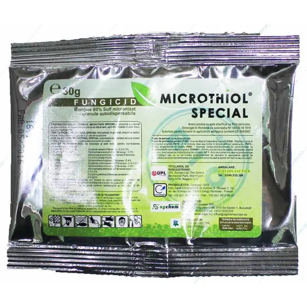 Microthiol Special 30 gr fungicid de contact pe baza de Sulf, UPL, fainare (castraveti, mar, cereale paioase, piersic, coacaz, silvicultura, vita de vie) - Default Title
