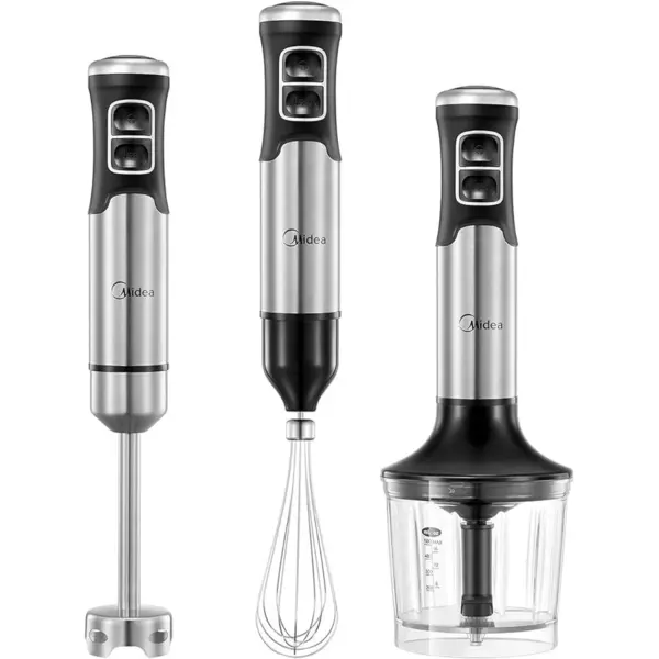Midea Mixer vertical MIDEA BH1001W, 1000W, functie turbo, cutite otel inoxidabil, Negru