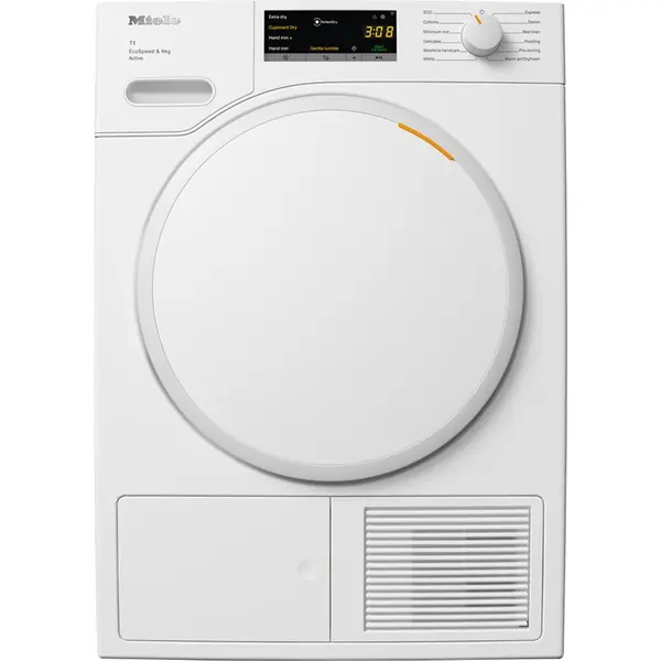 Miele Uscator de rufe Miele TWA520WP Active, Pompa de caldura, 8 kg, 12 programe, Clasa C, Alb