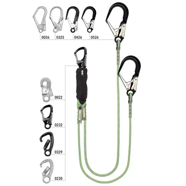 Mijloc de pozitionare alpinism utilitar Vertiqual GEKKO, culoarea verde, L 2m, d 12mm, cu absorbitor de energie 2 m, 12 mm, VERDE