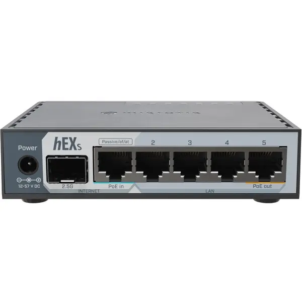 MikroTik Router/Switch MikroTik, 5 porturi Gigabit, 1 port SFP 2.5G, PoE In/Out
