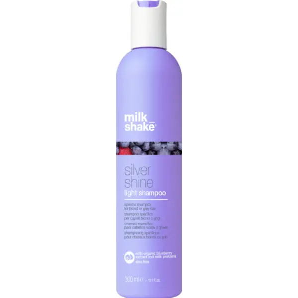 Milk Shake Silver Shine Light Shampoo Șampon pentru păr blond, neutralizează tonurile de culoare Volum 300 ml
