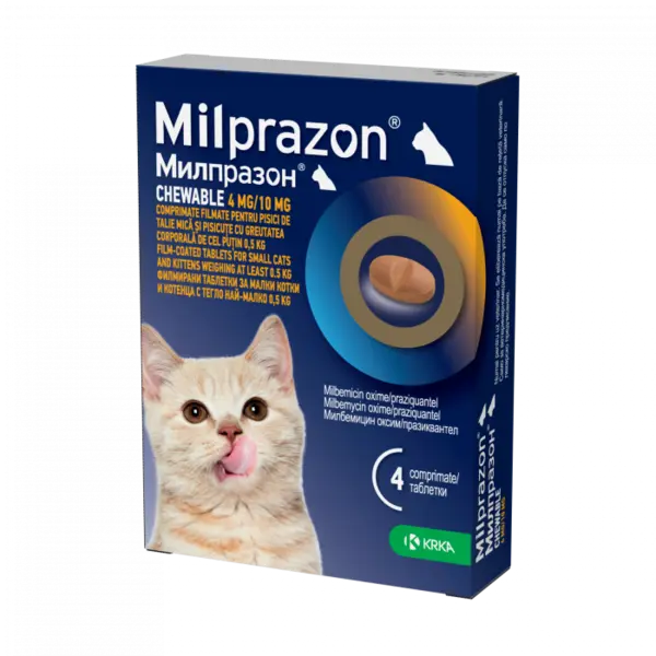 Milprazon chewable 4mg 10mg pisici 1 comprimat
