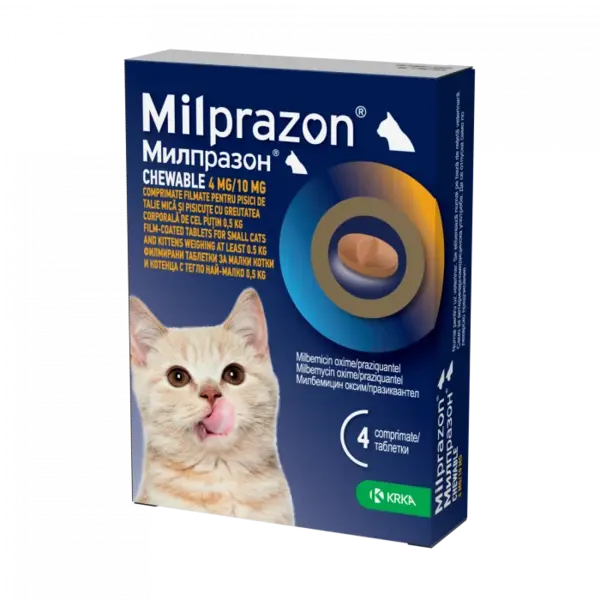 Milprazon chewable 4mg 10mg pisici 2 comprimate