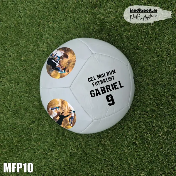 Minge fotbal ADIDAS personalizabila cu fotografii si text- MFN10 5, Alb cu negru