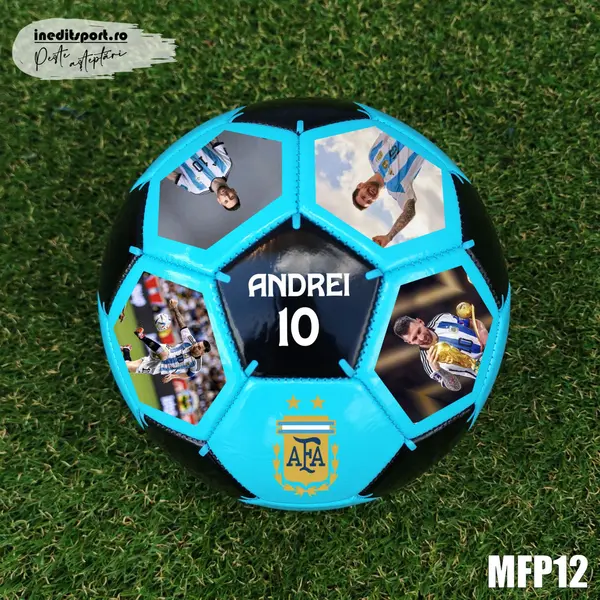 Minge fotbal personalizabila cu poza si text MFN12 Albastru cu negru, 3