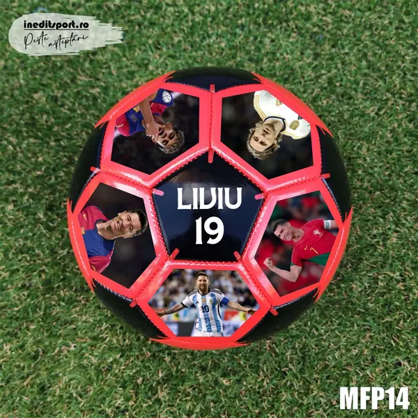 Minge fotbal personalizabila cu poza si text MFN14 Roșu cu negru, 4