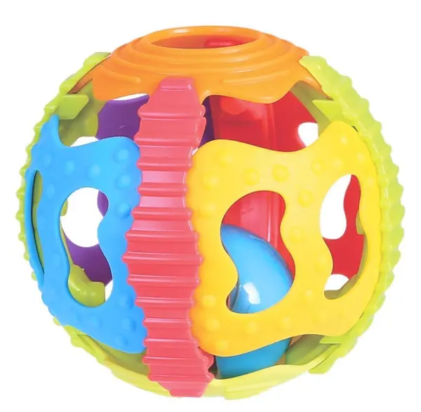 Minge senzoriala bebelusi Playgro Shake Rattle and Roll, zornaitoare multicolora