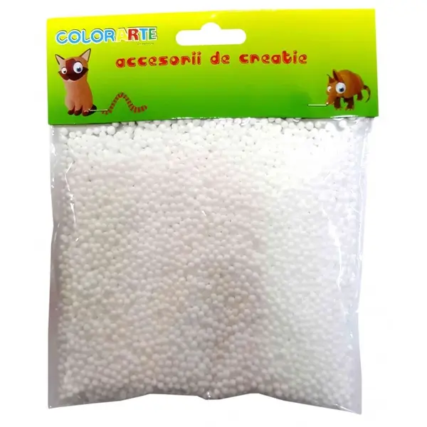 Mini bile albe din polistiren pentru activitati crafts,2 mm