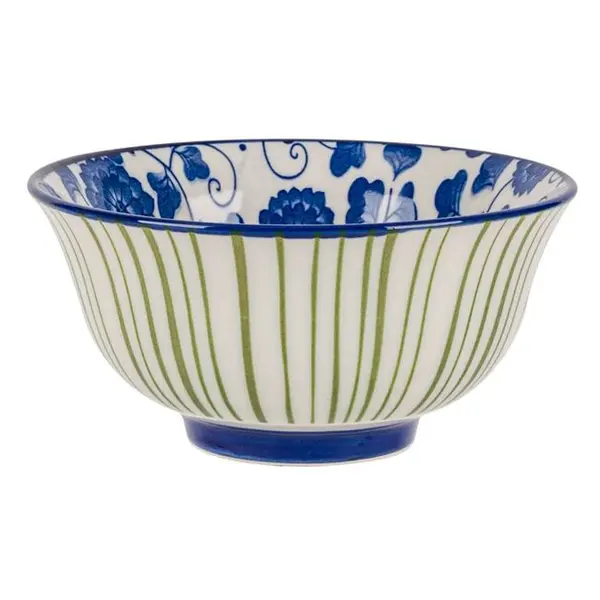 Mini bol pentru servire,ceramica,flori albastre,250 ml