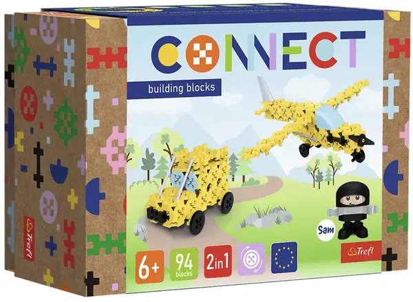 Mini constructor 3 in 1 Trefl Connect - Avion/Jeep, 94 de piese