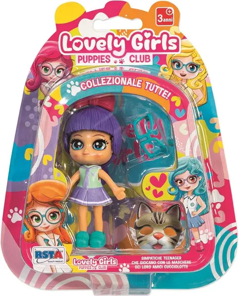 Mini păpușă RS Toys Lovely Girls - Cu păr violet și accesorii