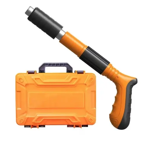 Mini Pistol manual pentru fixarea cuielor pe perete, accesorii si cutie transport incluse, Portocaliu